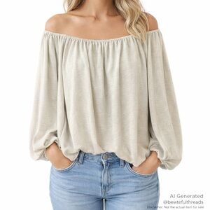 Jess Lea XL Pastel Green Off-Shoulder Blouson Top Oversized